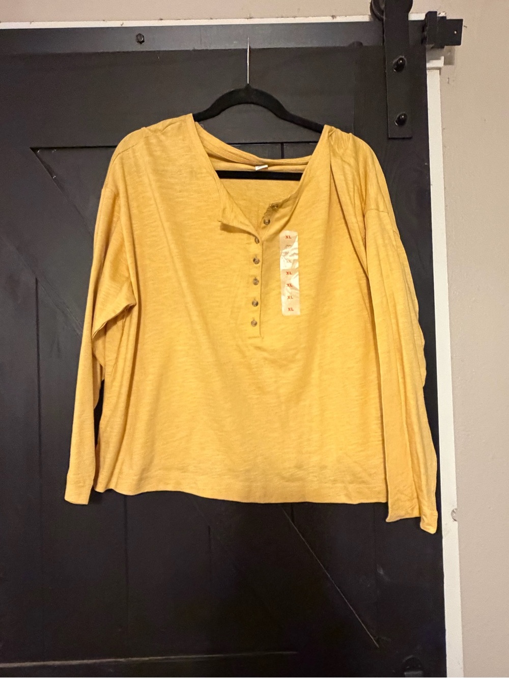 Old Navy Mustard Henley Long-Sleeve Top